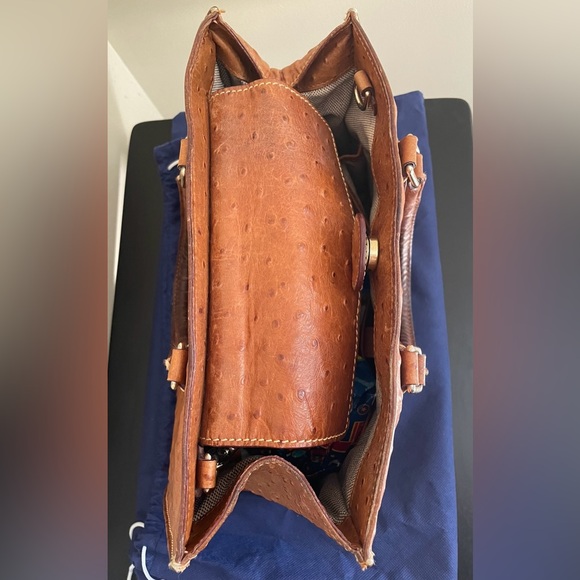 Dooney & Bourke Brown Ostrich Square Shopper Barlow Handbag with Snap Closure - Picture 8 of 15